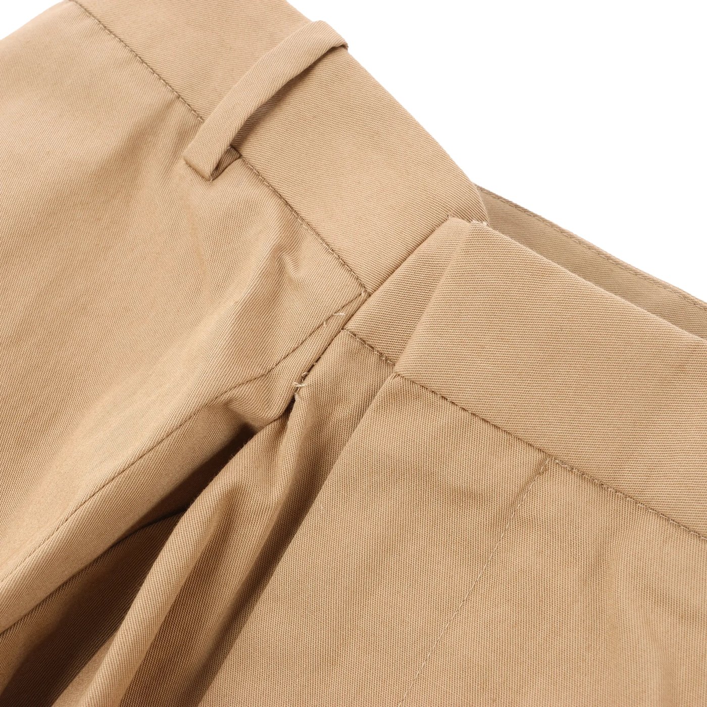 Maison Margiela Pleated Cotton Gabardine Straight Leg Pants in Beige, Size 40 IT