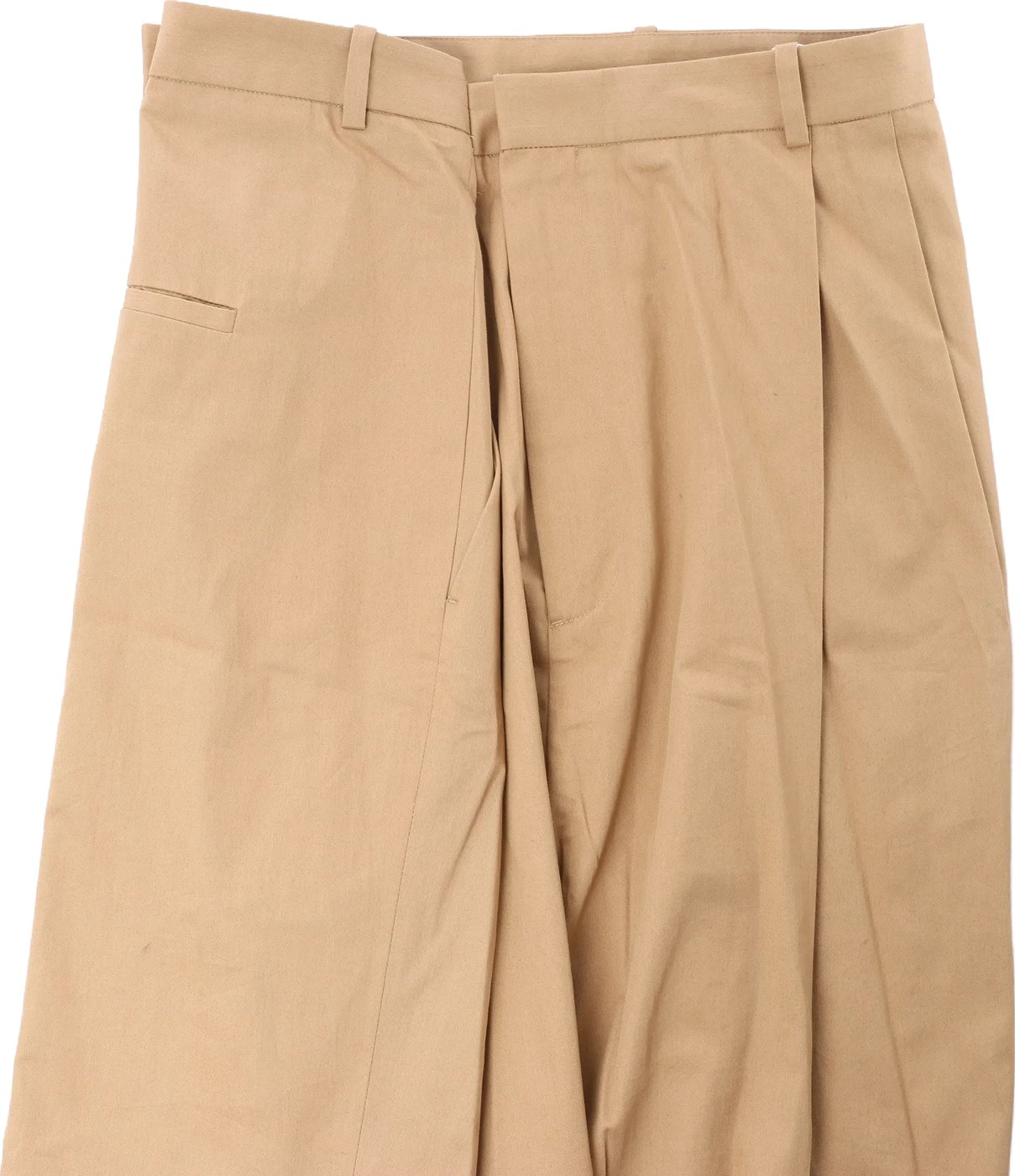 Maison Margiela Pleated Cotton Gabardine Straight Leg Pants in Beige, Size 40 IT