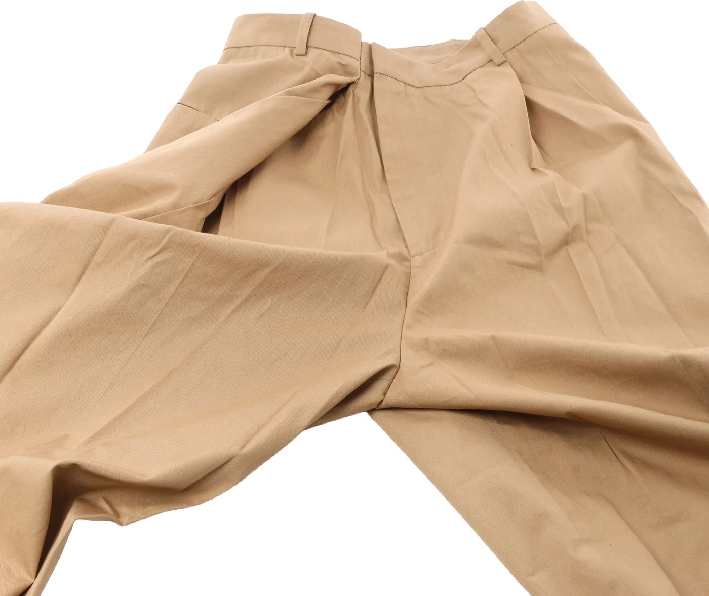 Maison Margiela Pleated Cotton Gabardine Straight Leg Pants in Beige, Size 40 IT