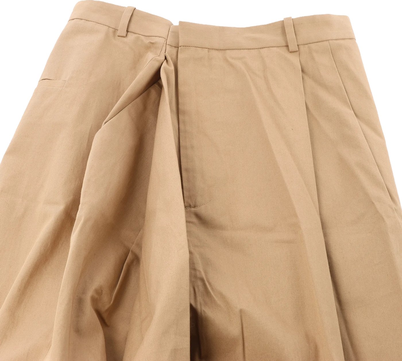 Maison Margiela Pleated Cotton Gabardine Straight Leg Pants in Beige, Size 40 IT