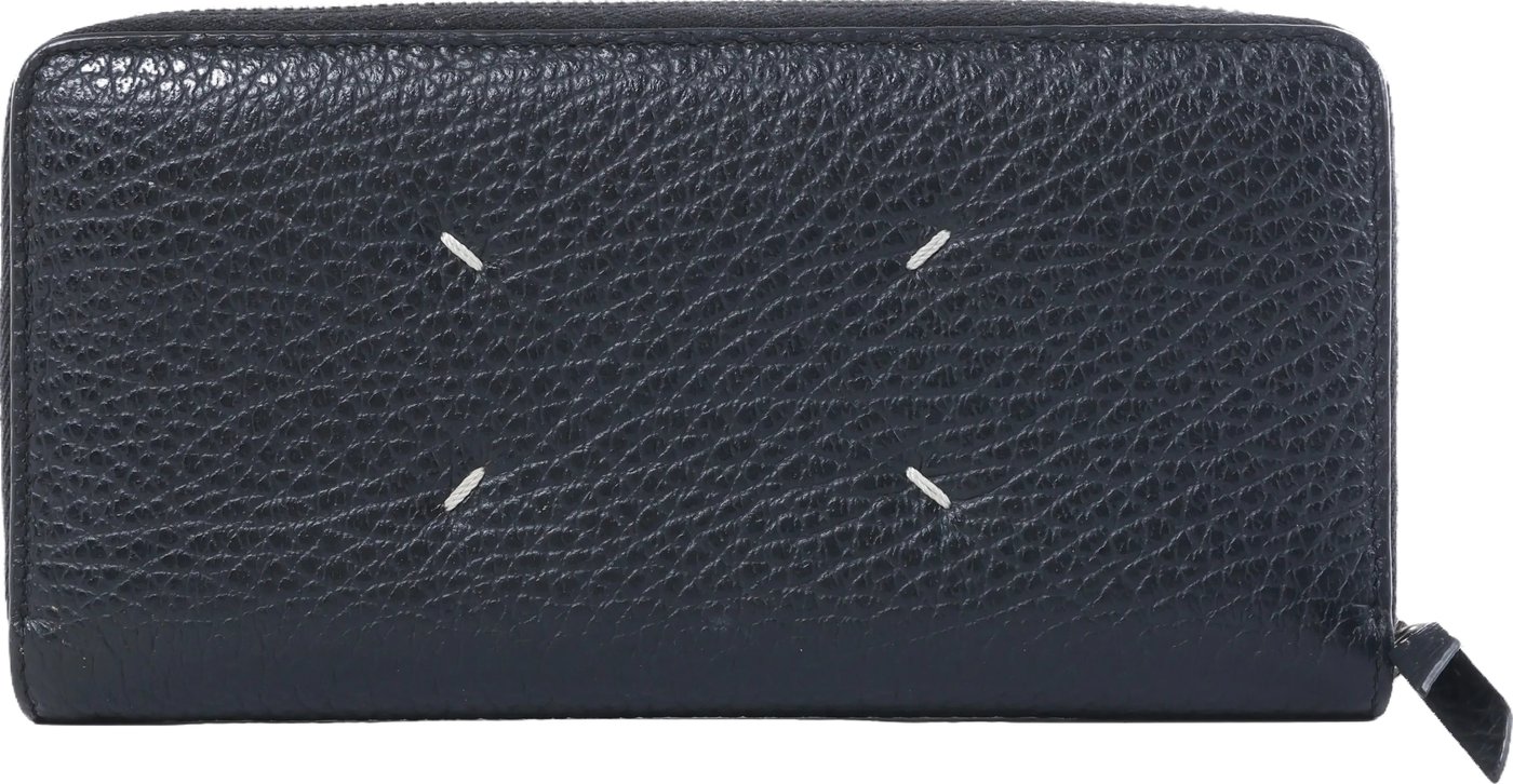 Maison Margiela Zip Round Leather Wallet in Black S56UI0110