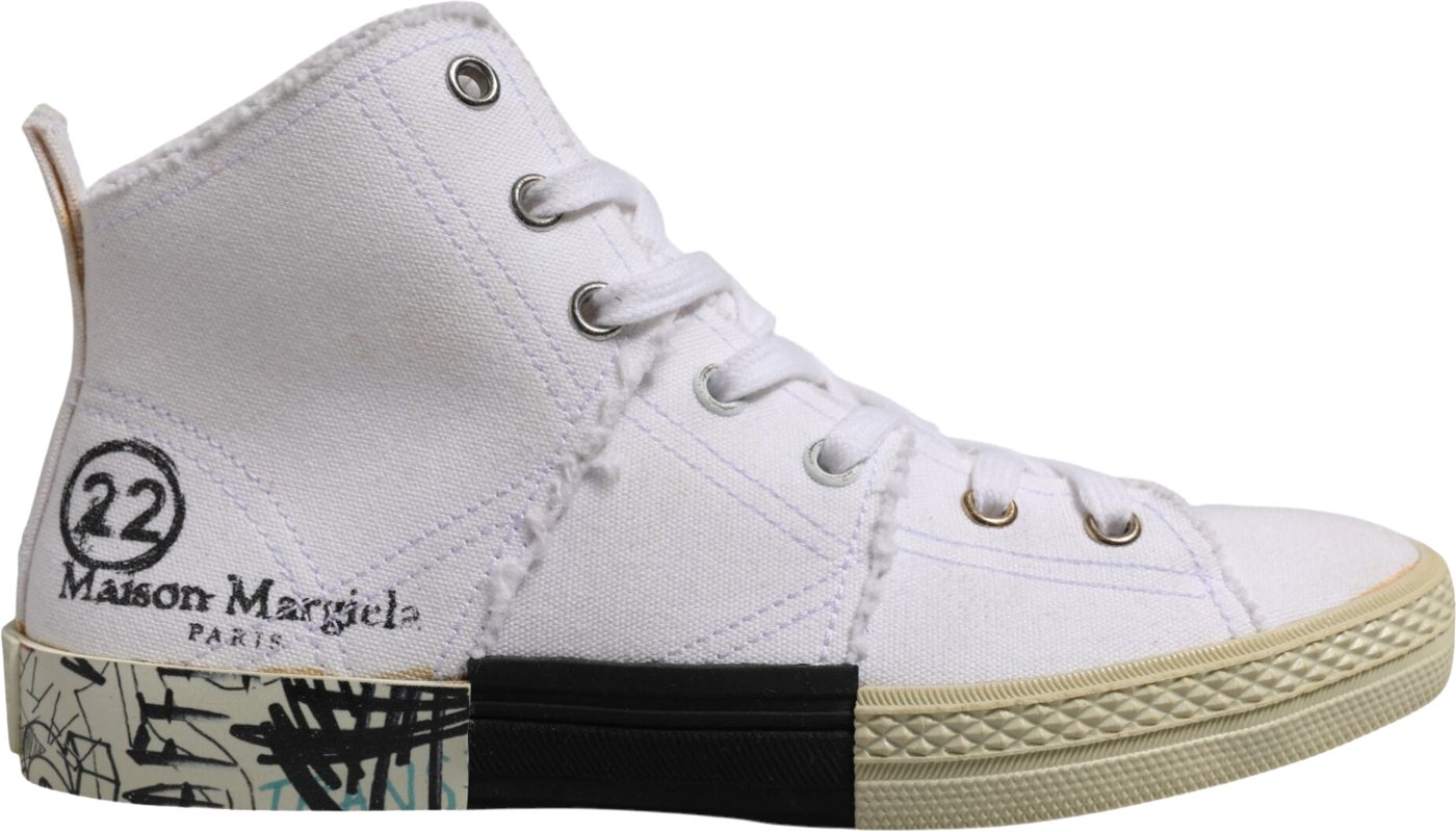 Maison Margiela White Lace Up Mid Top Women Sneakers Shoes
