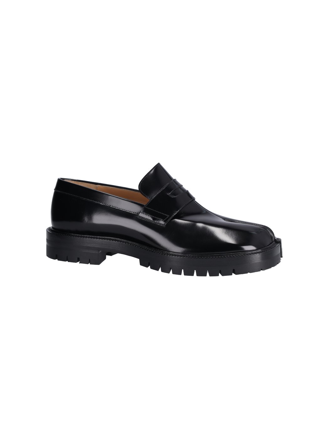 Black Calf Leather Tabi County Loafers