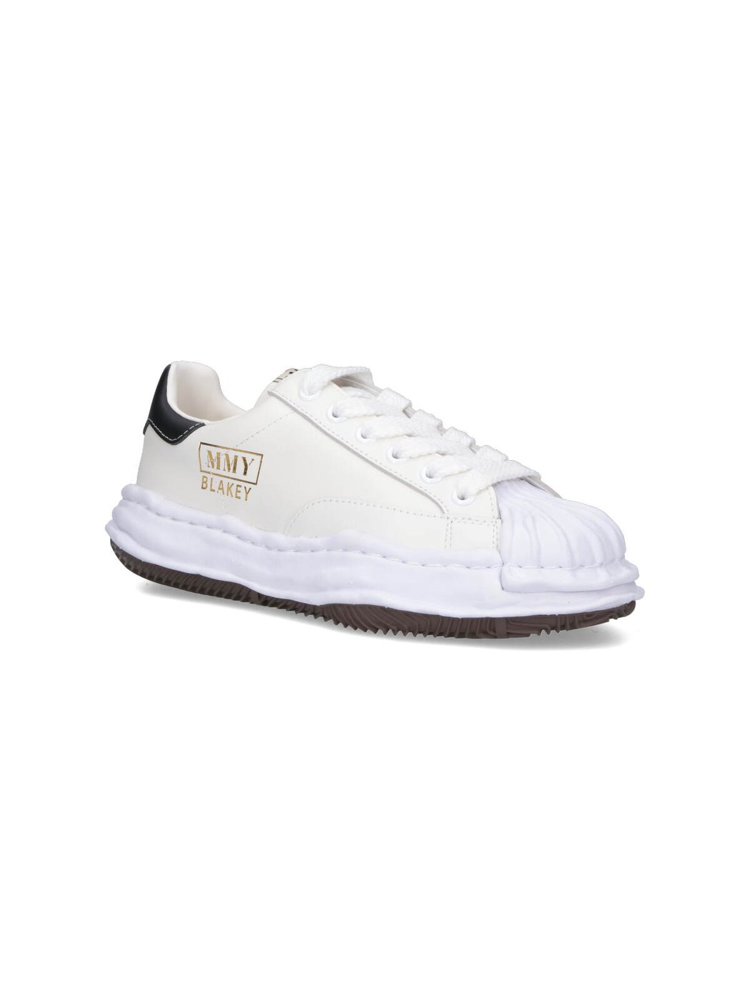 Calf Leather Sneakers With Oversized Rubber Sole And Logo Detailing