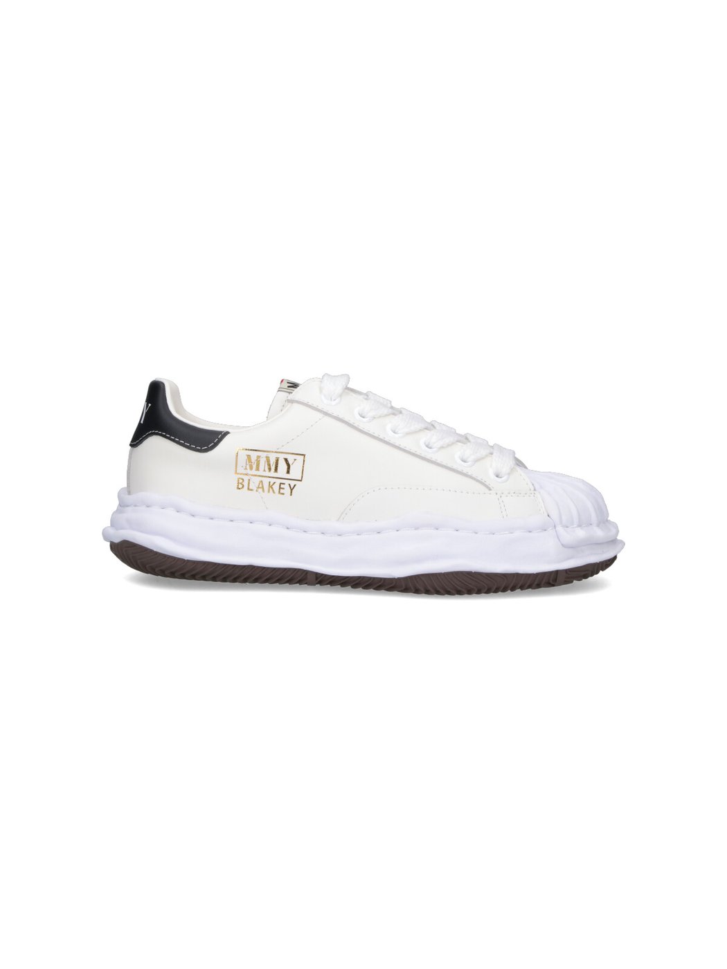 Calf Leather Sneakers With Oversized Rubber Sole And Logo Detailing