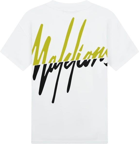 Malelions Split T-shirt MM1-HS24-17 White/GoldenLime
