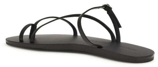 Manebi Black Calf Leather Bos Taurus Flat Sandals