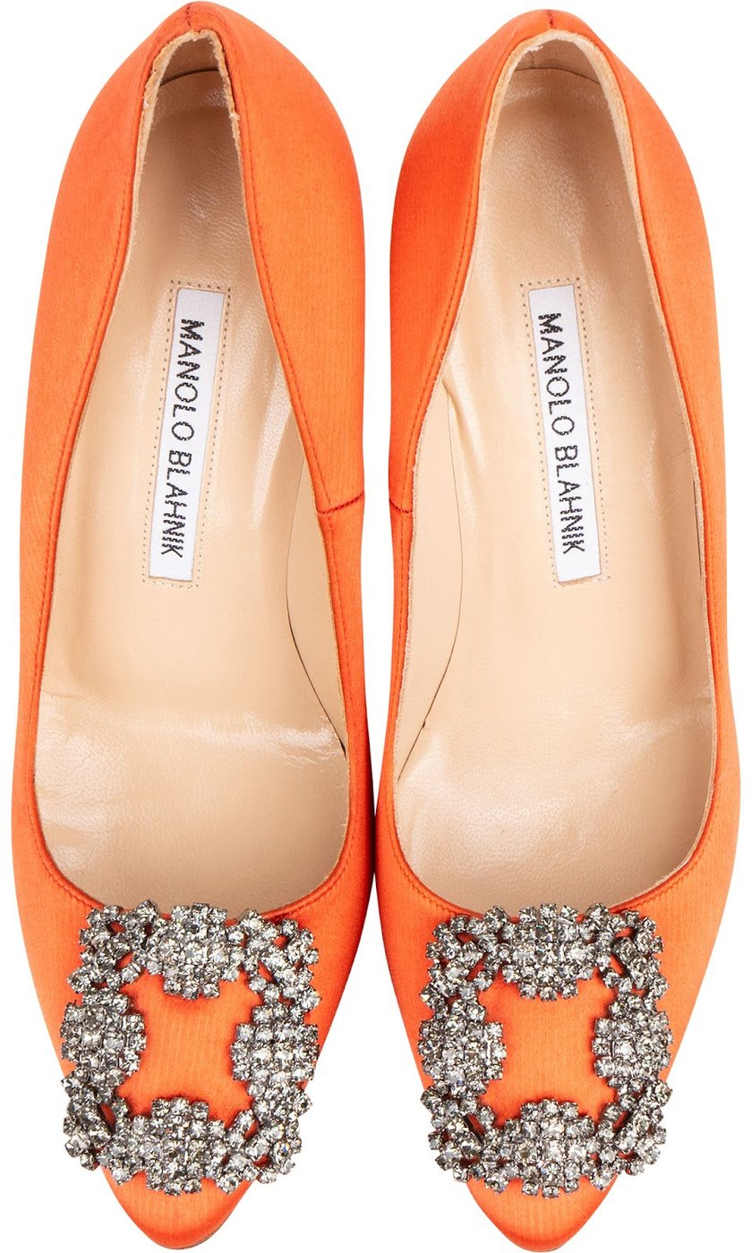 Manolo Blahnik Orange Satin Hangisi Pumps (34)