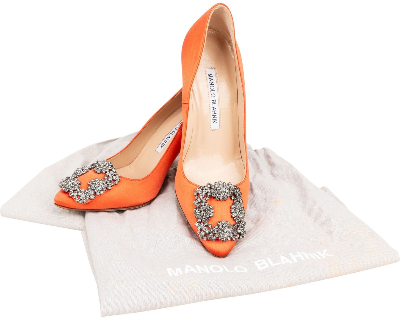 Manolo Blahnik Orange Satin Hangisi Pumps (34)
