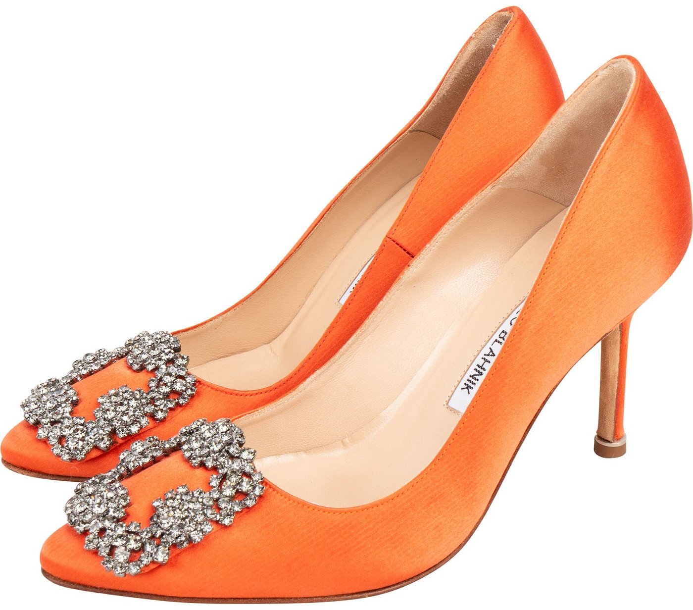 Manolo Blahnik Orange Satin Hangisi Pumps (34)