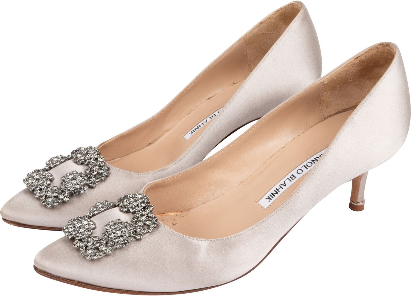 Manolo Blahnik Grey Satin Hangisi Pumps (38,5)