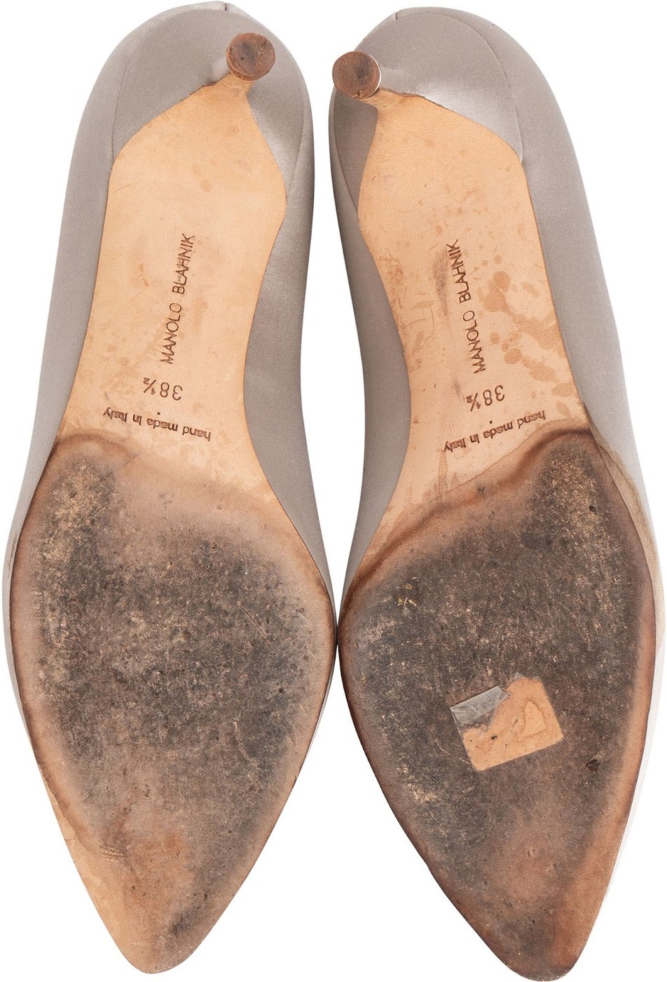 Manolo Blahnik Grey Satin Hangisi Pumps (38,5)