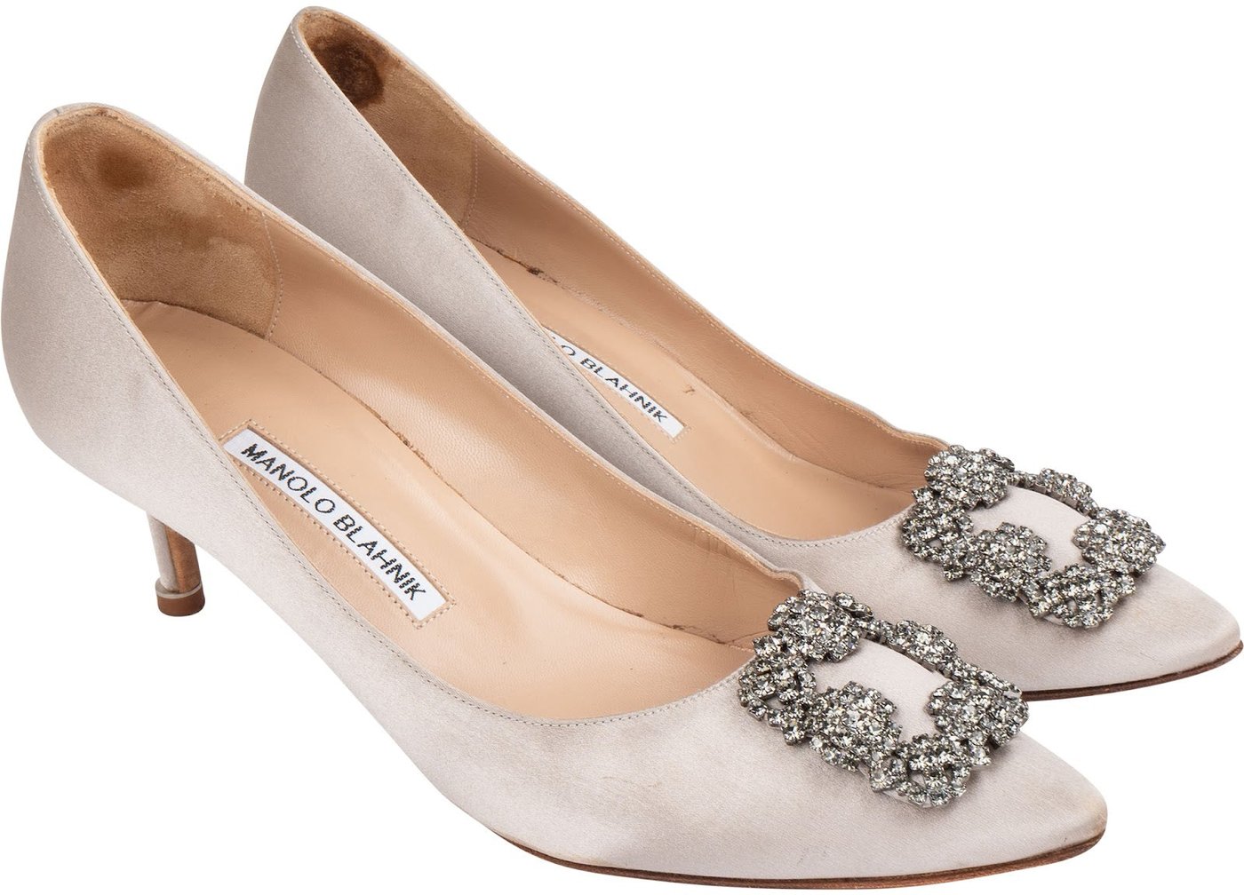 Manolo Blahnik Grey Satin Hangisi Pumps (38,5)