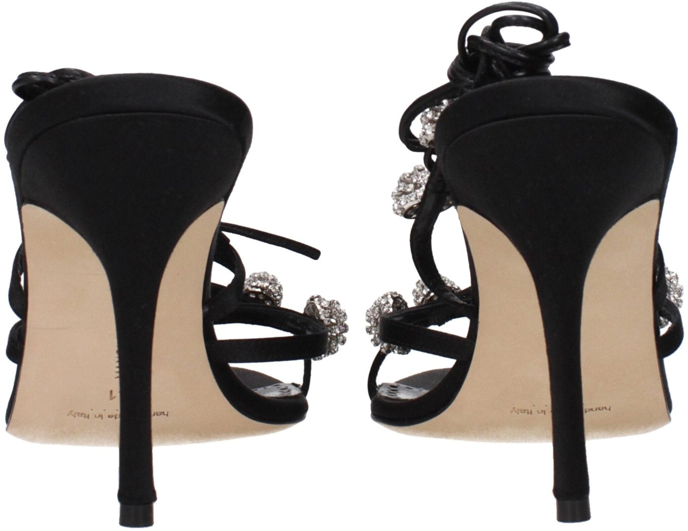 Manolo Blahnik Black Satin Stiletto Heel Sandals