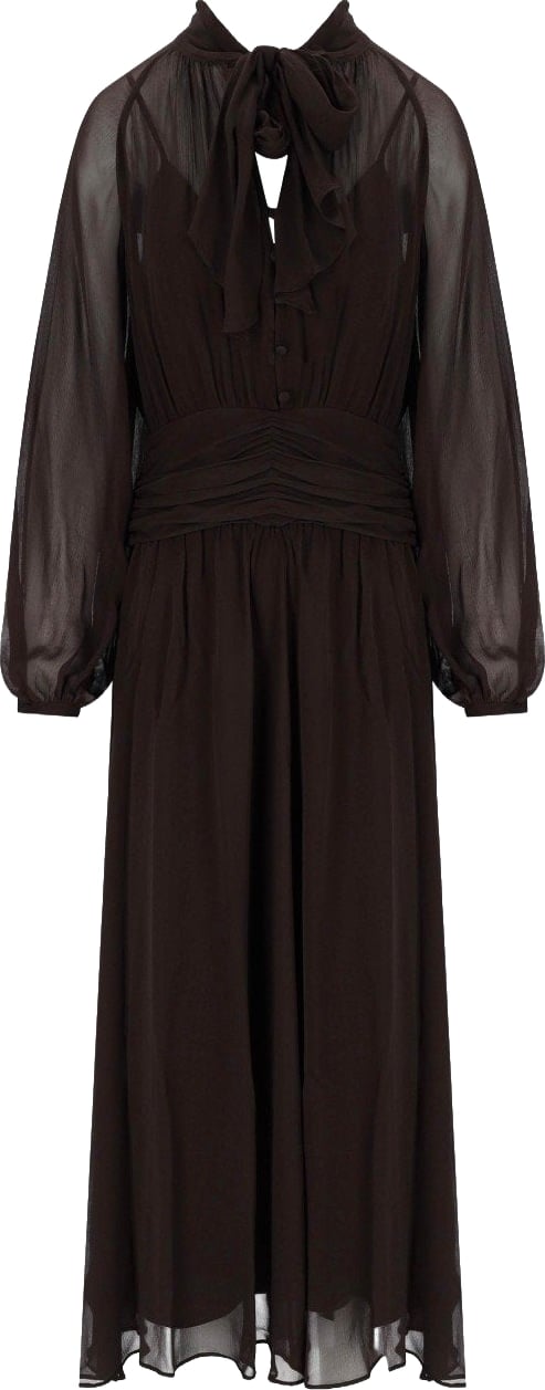 LONG BROWN GAUZE DRESS MARELLA