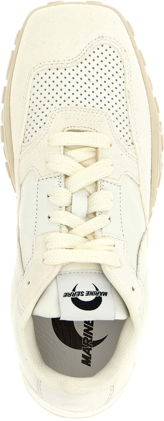 Marine Serre White Calfskin Athletic Sneakers