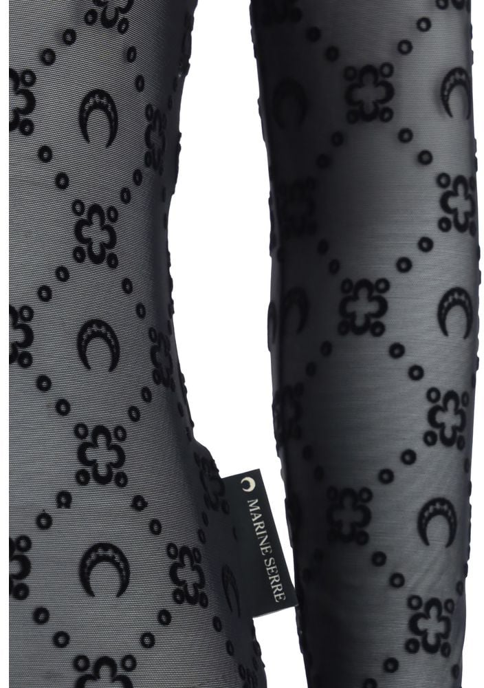 Long-Sleeve Logo Pattern Mesh Top