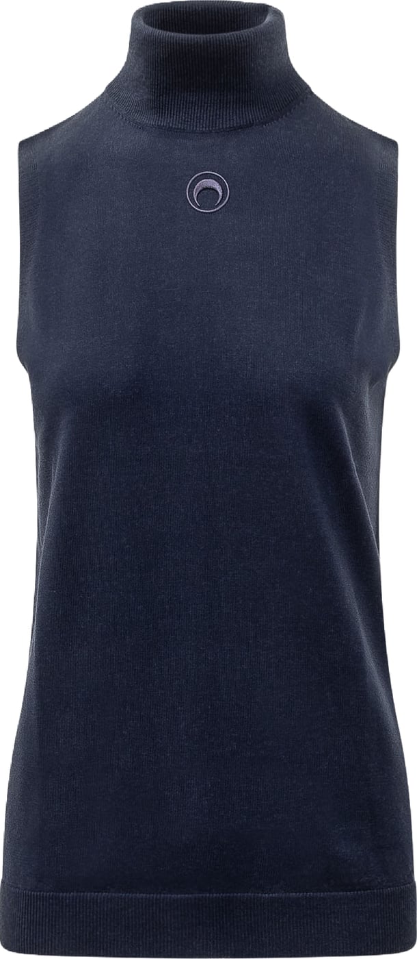Top Smanicato in Lana Merino con Collo Alto