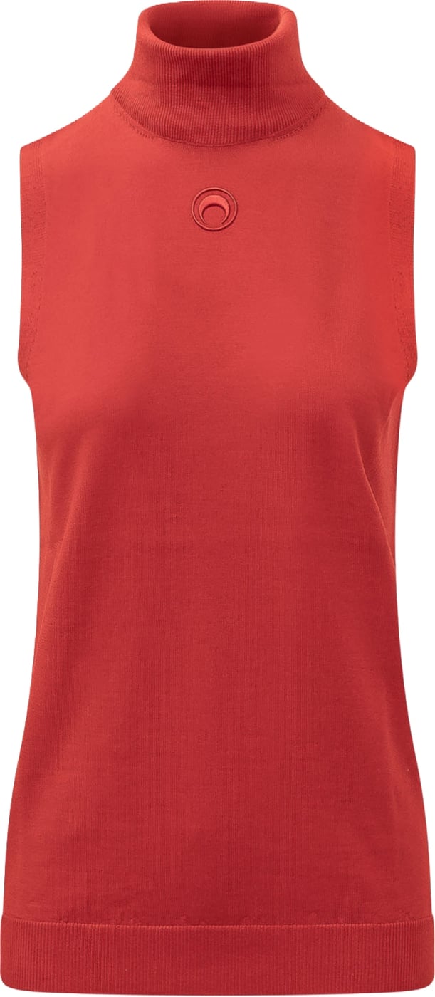 Top Smanicato in Lana Merino con Collo Alto