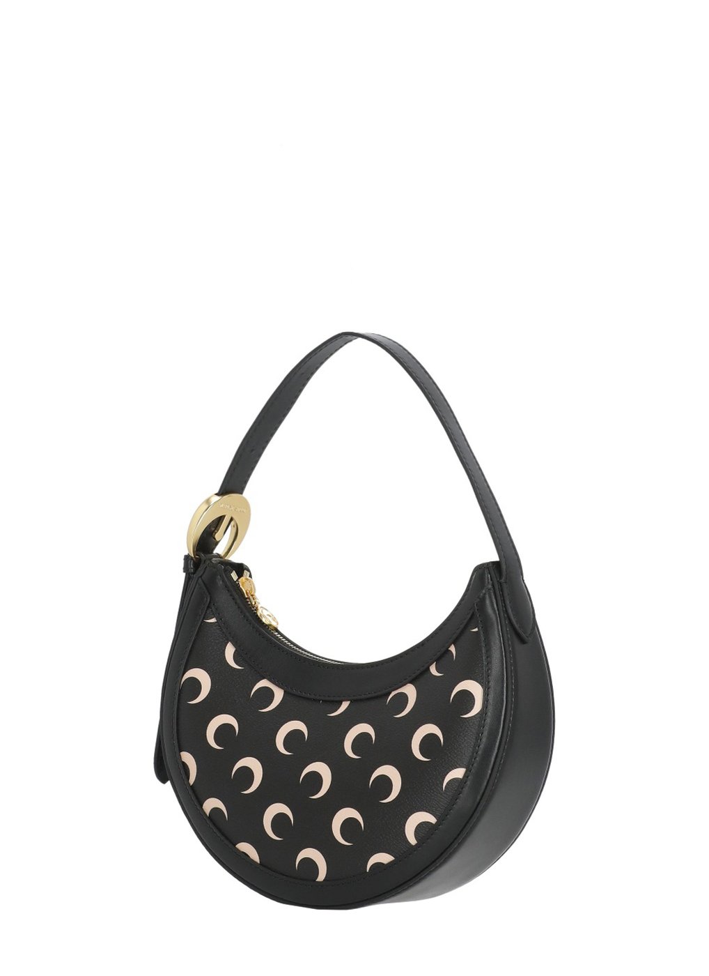 Crescent Moon Pattern Gold Buckle Handbag