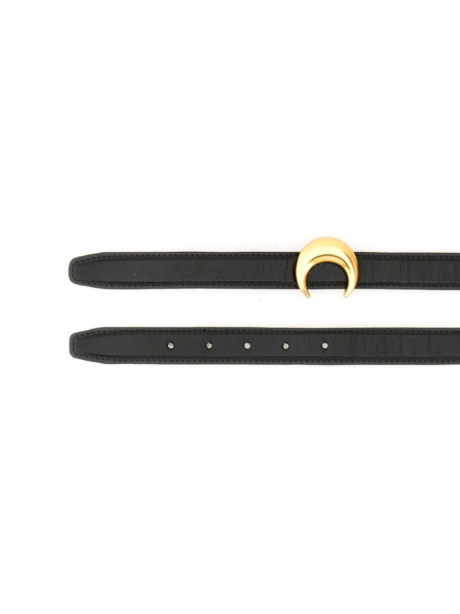 Black Narrow Gold Crescent Buckle Belt