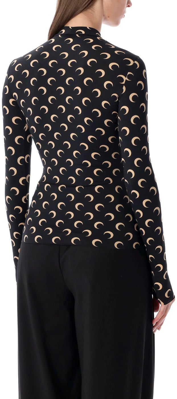 Classic Moon High Neck Ls Top Inverse Tan Black