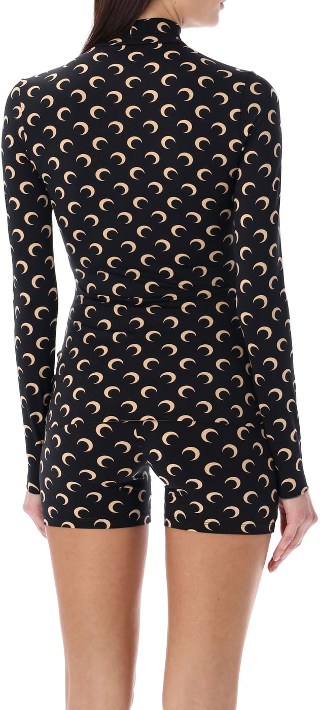 Classic Moon High Neck Ls Top Inverse Tan Black