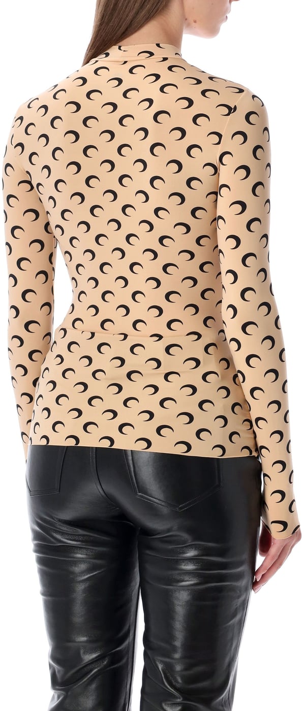 Classic Moon High Neck Ls Top Marrone