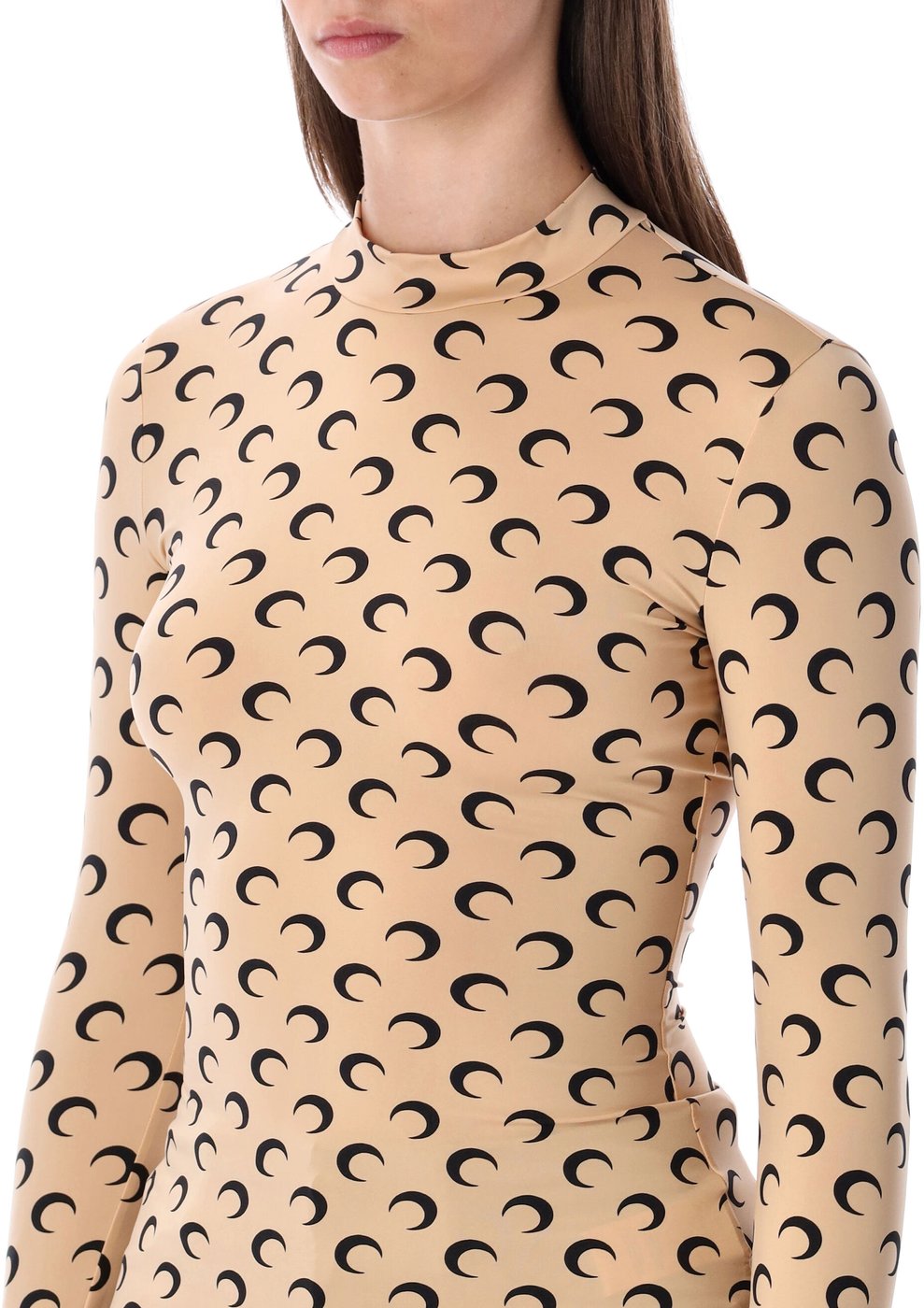 Classic Moon High Neck Ls Top Marrone