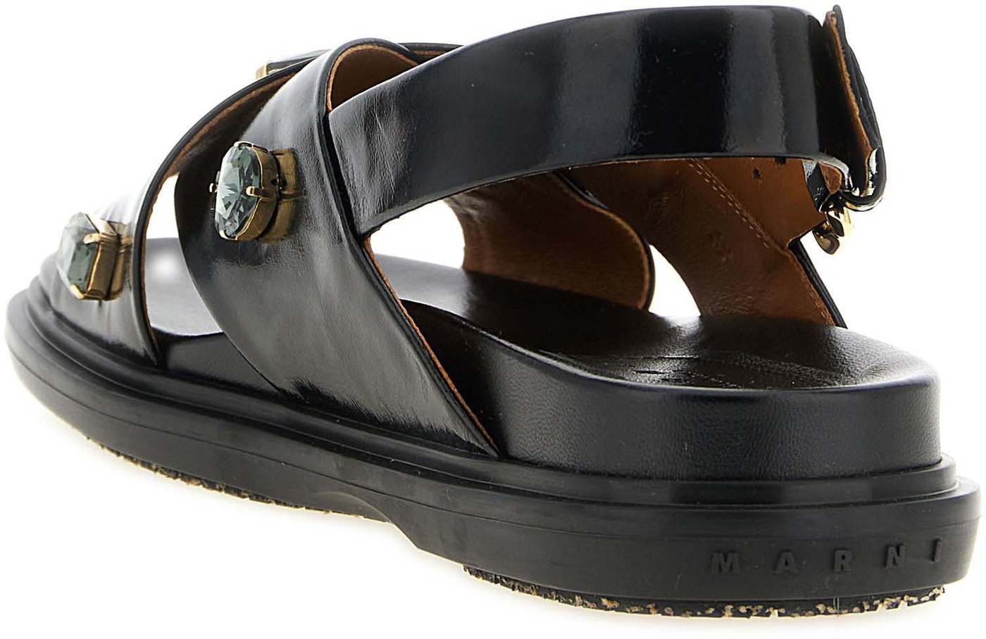 Marni Black Lamb Leather Flat Sandals