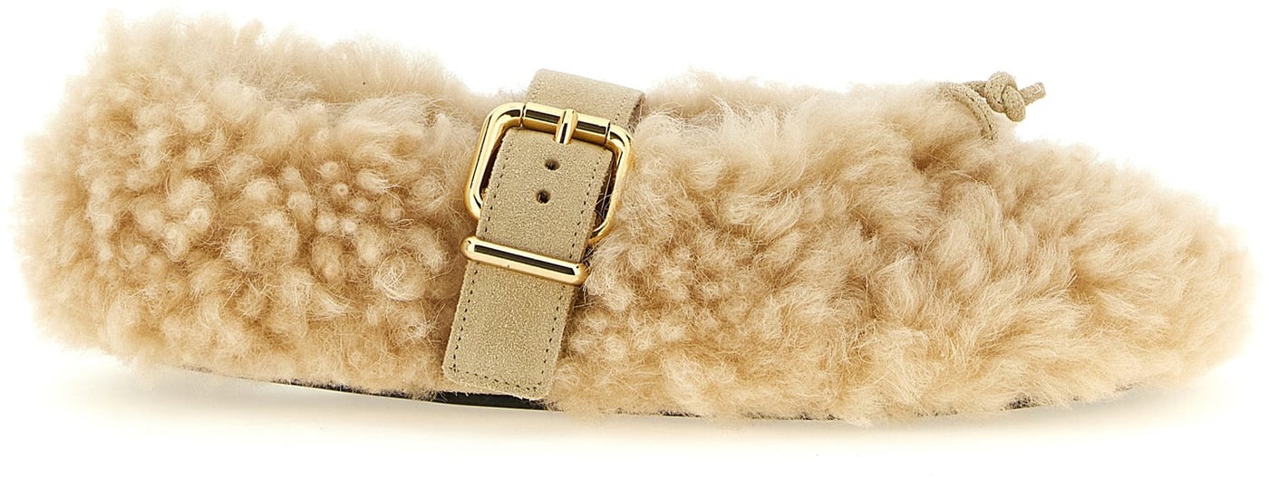 Marni Beige Lambskin Ballet Flats