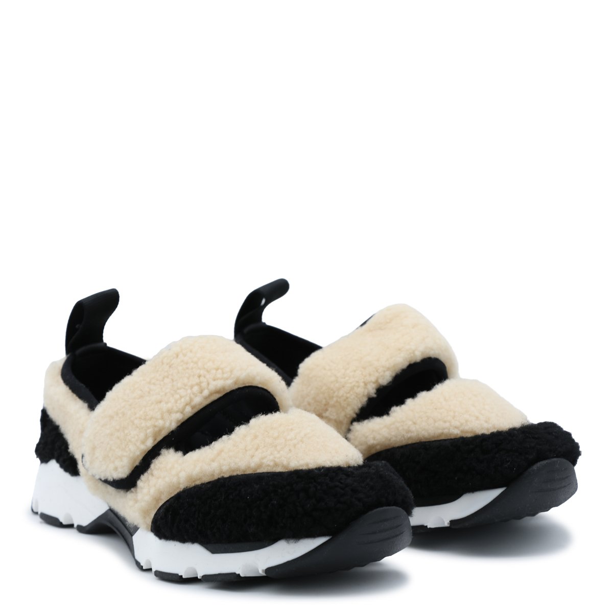 Sporty Sneakers with Plush Shearling Texture
