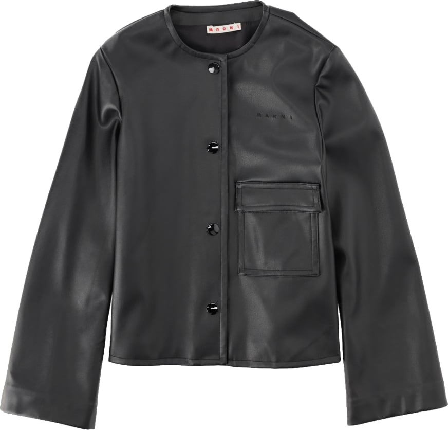GIACCA IN TESSUTO SPALMATO NERO CON TASCA