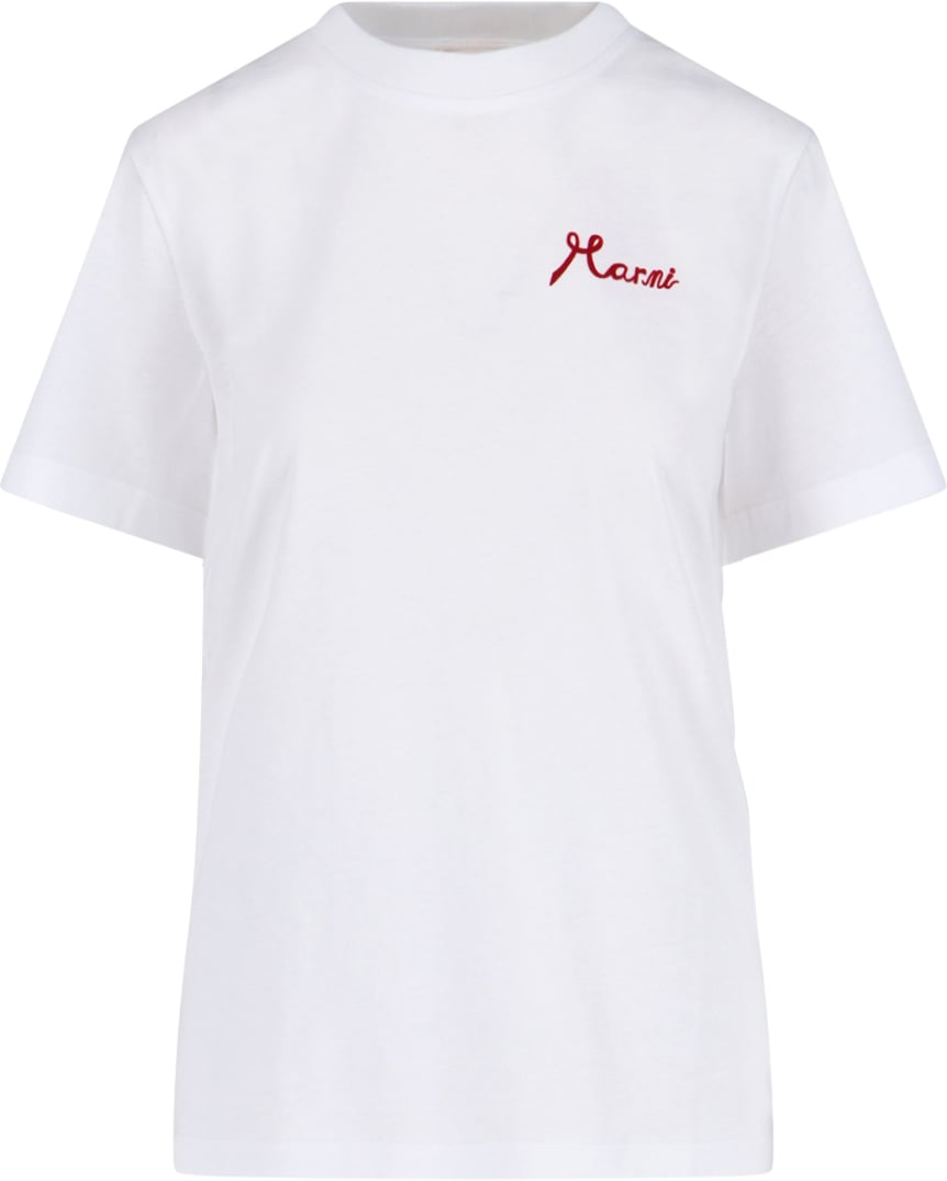 Short-Sleeve White T-Shirt with Elegant Embroidered Detail