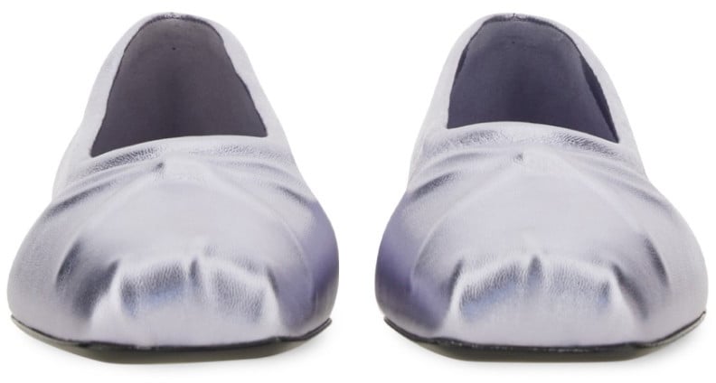 Metallic Little Bow Ovine Leather Flats