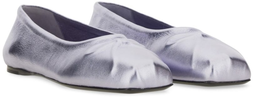 Metallic Little Bow Ovine Leather Flats