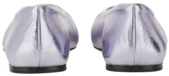 Metallic Little Bow Ovine Leather Flats