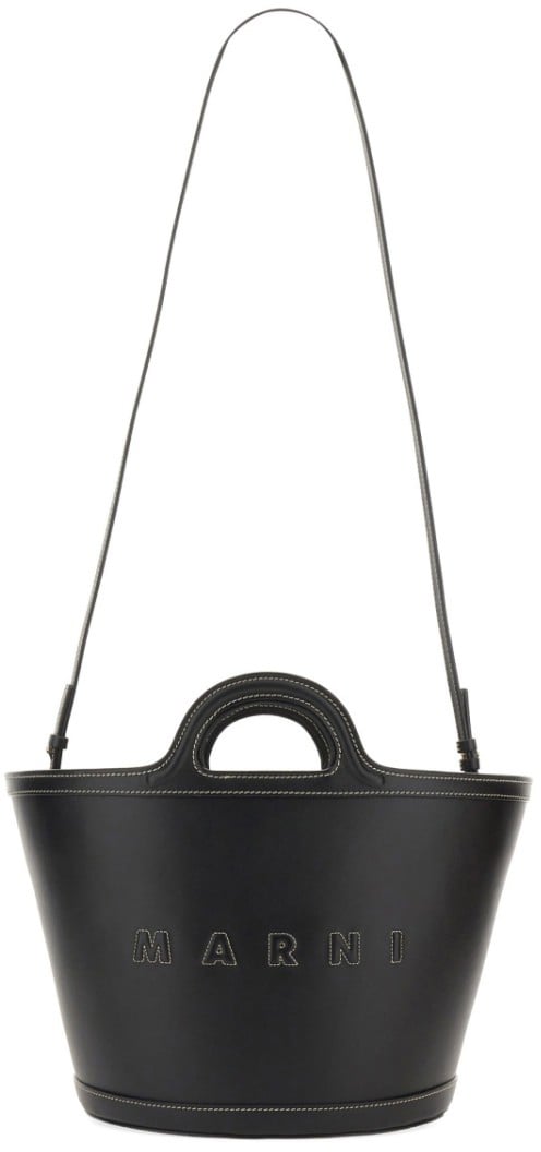 Structured Black Shoulder Bag With Double Top Handle