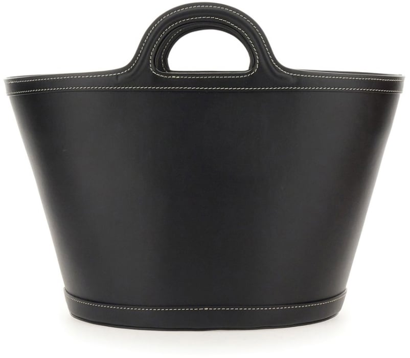 Structured Black Shoulder Bag With Double Top Handle
