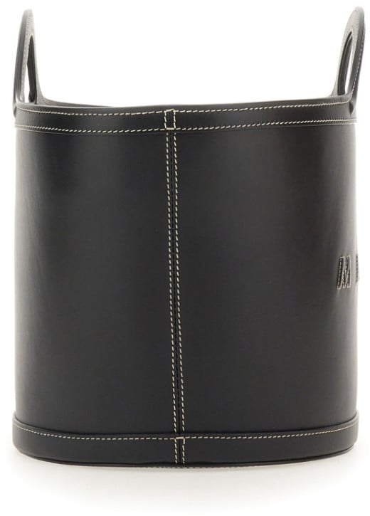 Structured Black Shoulder Bag With Double Top Handle
