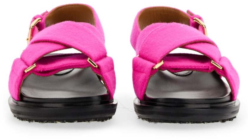 Crisscross Leather Sandal With Gold-Tone Buckles