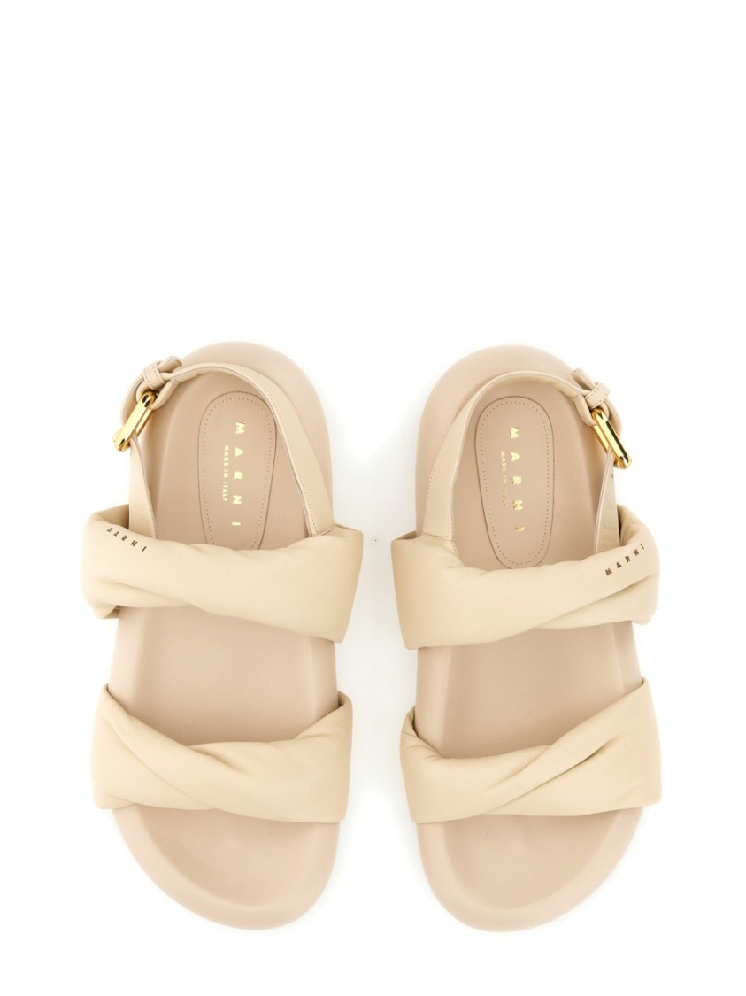 Knotted Design Leather Sandals With Adjustable Buckle