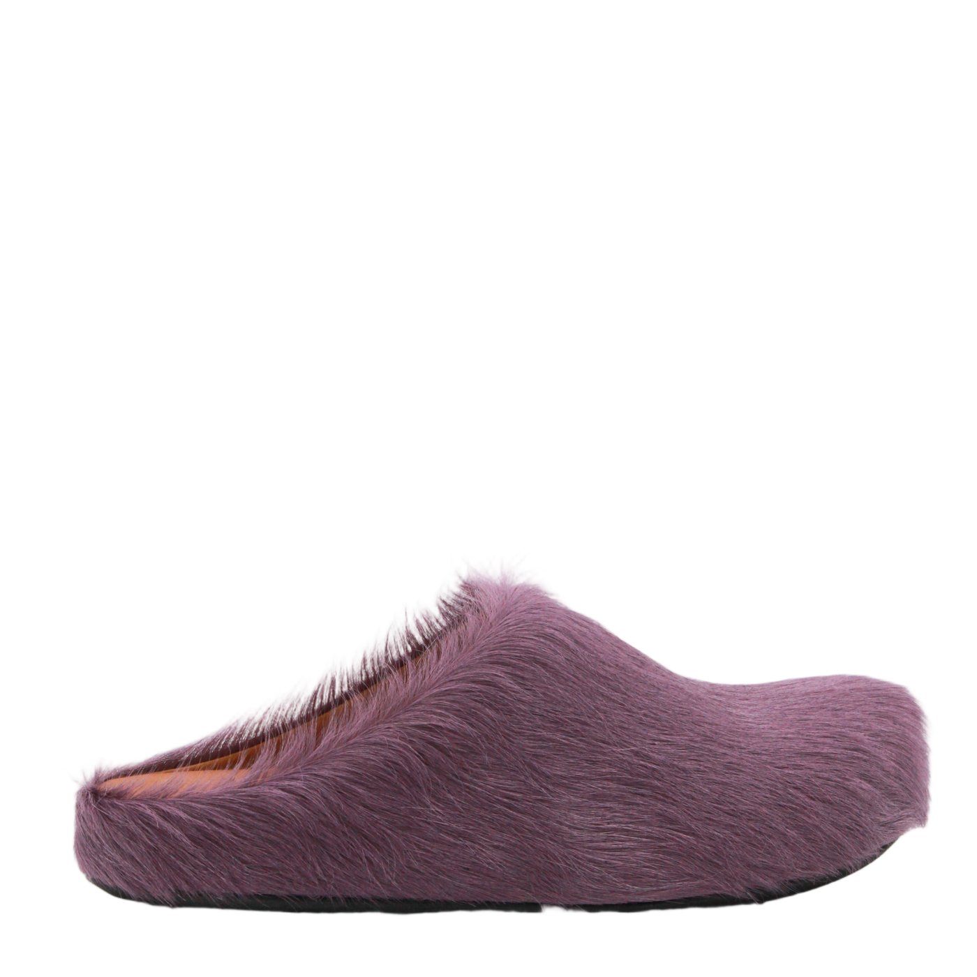 Textured Fur Slip-On Mules with Rounded Toe