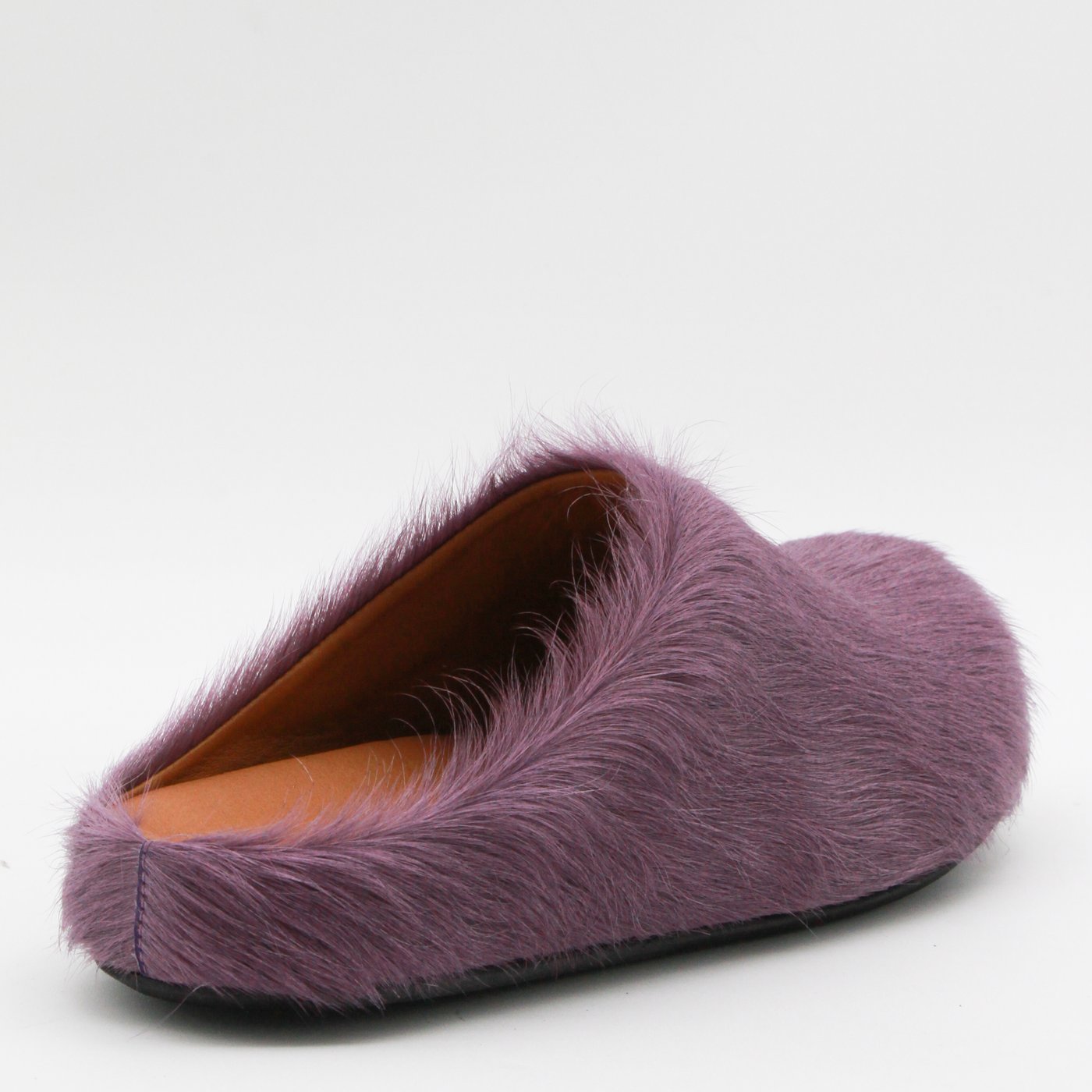 Textured Fur Slip-On Mules with Rounded Toe