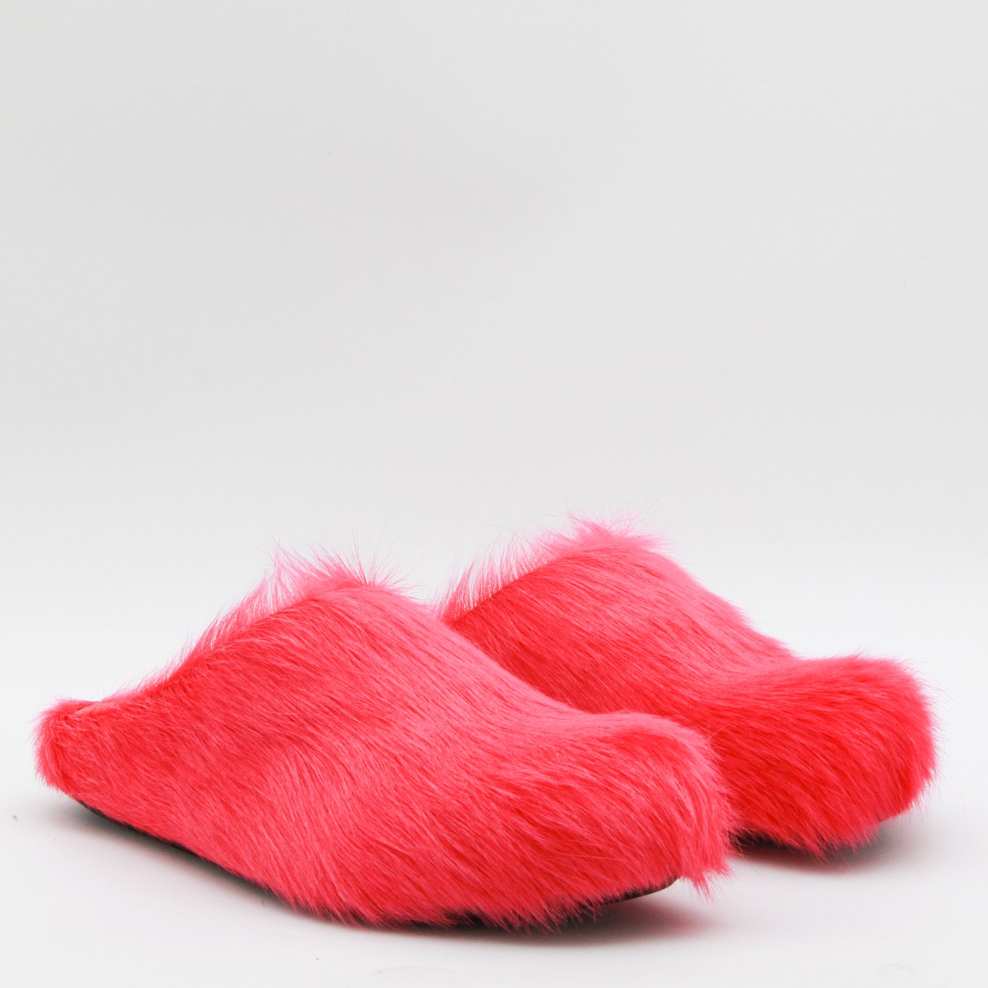 Vibrant Pink Faux Fur Slip-On Mules
