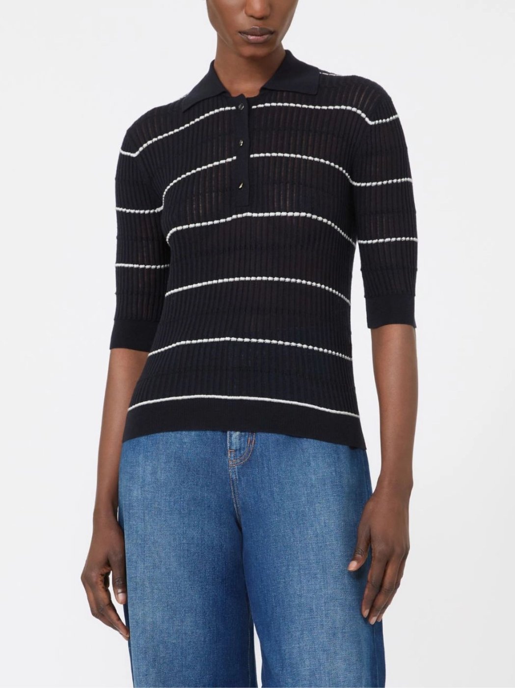 Blue White Horizontal Stripes Polo Shirt