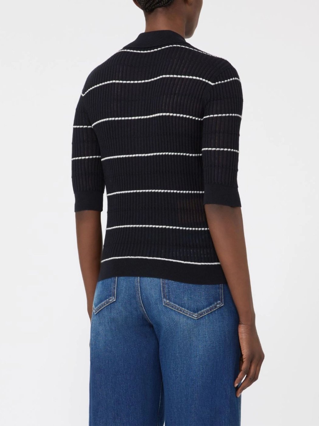 Blue White Horizontal Stripes Polo Shirt