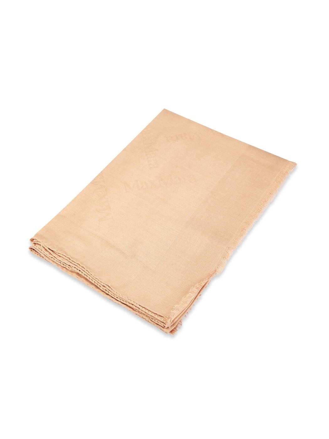 Rectangular Wool-Silk Stola-Foulard in Warm Camel Tone