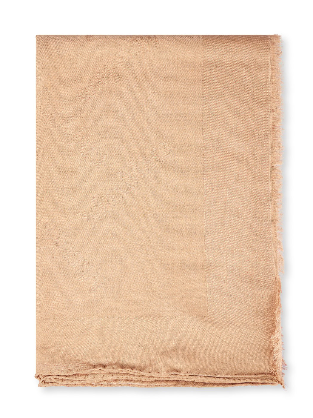 Rectangular Wool-Silk Stola-Foulard in Warm Camel Tone