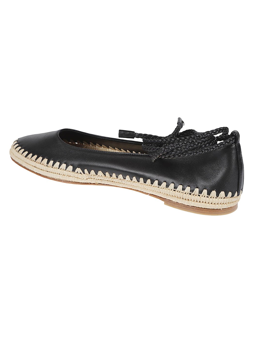 Pointed Toe Flats with Braided Ankle Ties